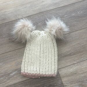 Cozy Cream Knit Pom-Pom Beanie for Kids